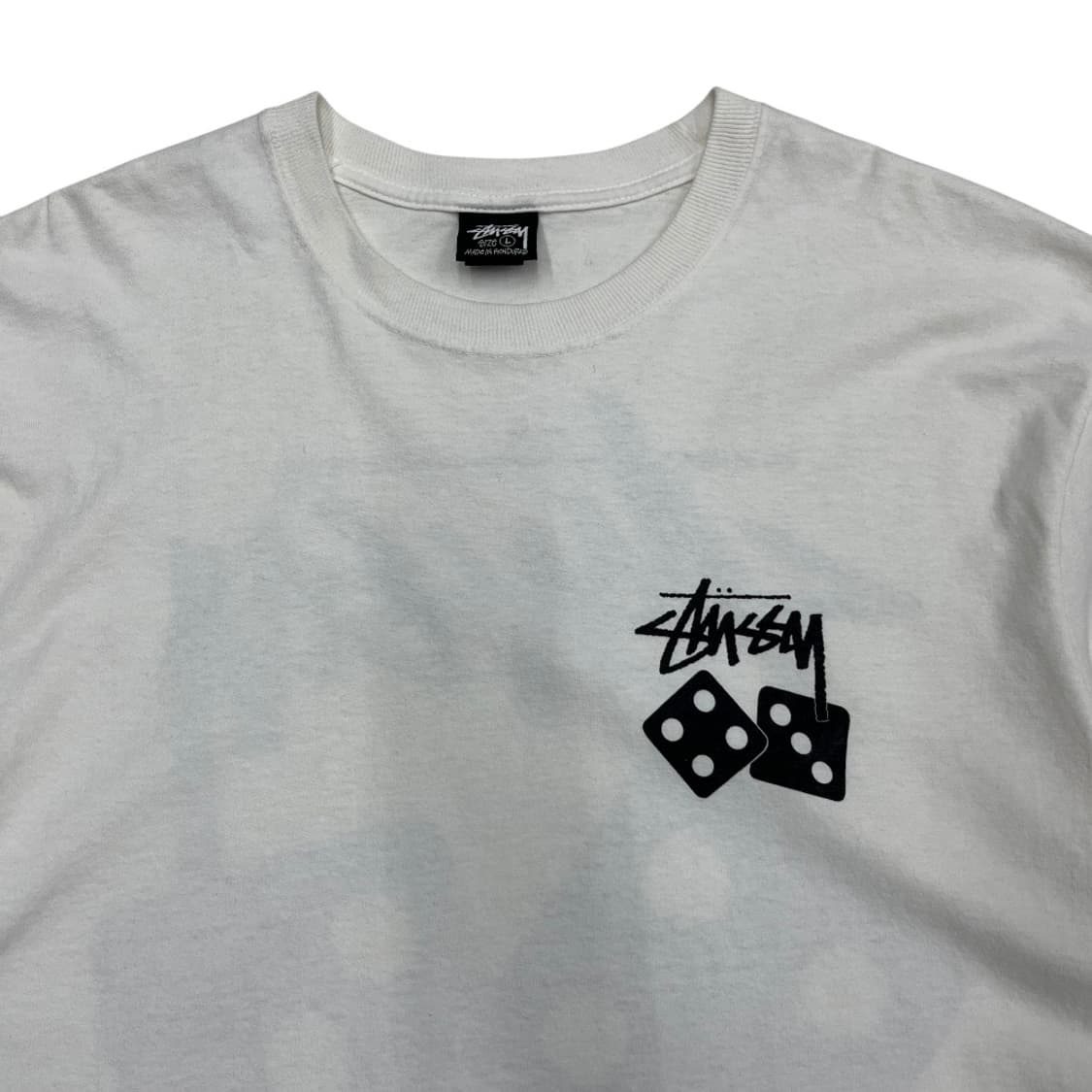 스투시 백 주사위로고 화이트 반팔티 L 상품이미지5