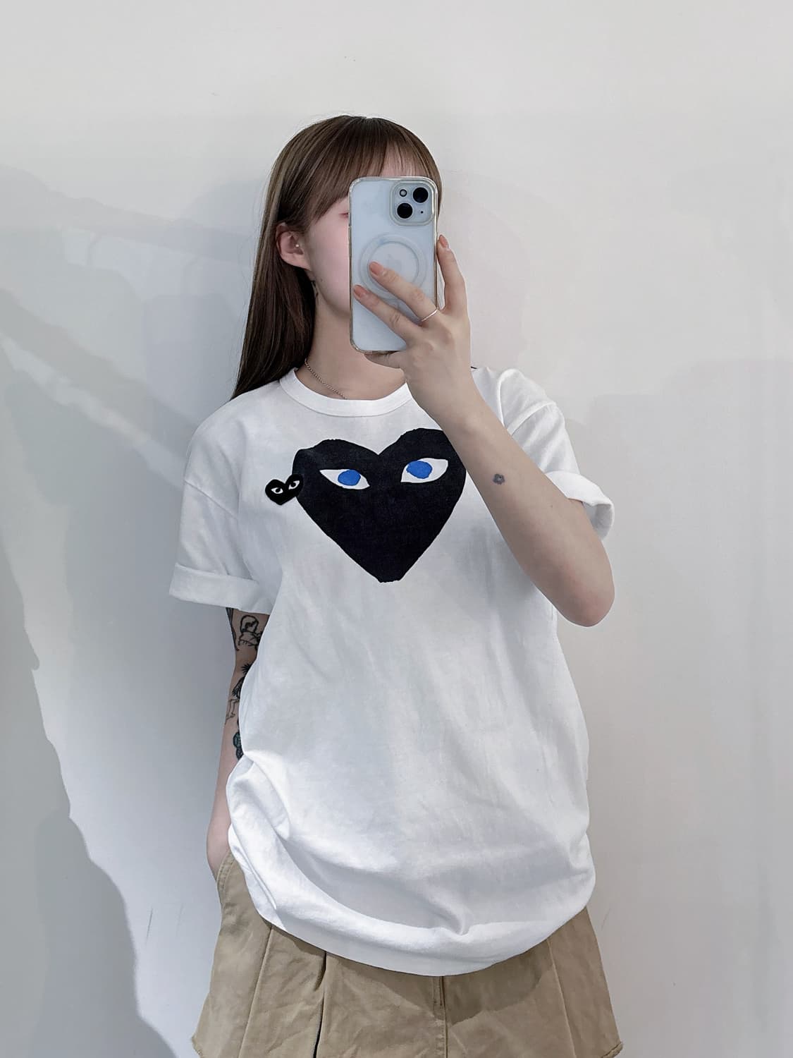 꼼데가르송 더블하트 블루아이 반팔티 상품이미지2