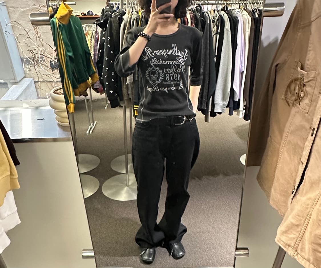 M)In the Attic vintage 여성 와플 레이어드 7부 롱슬리 상품이미지1