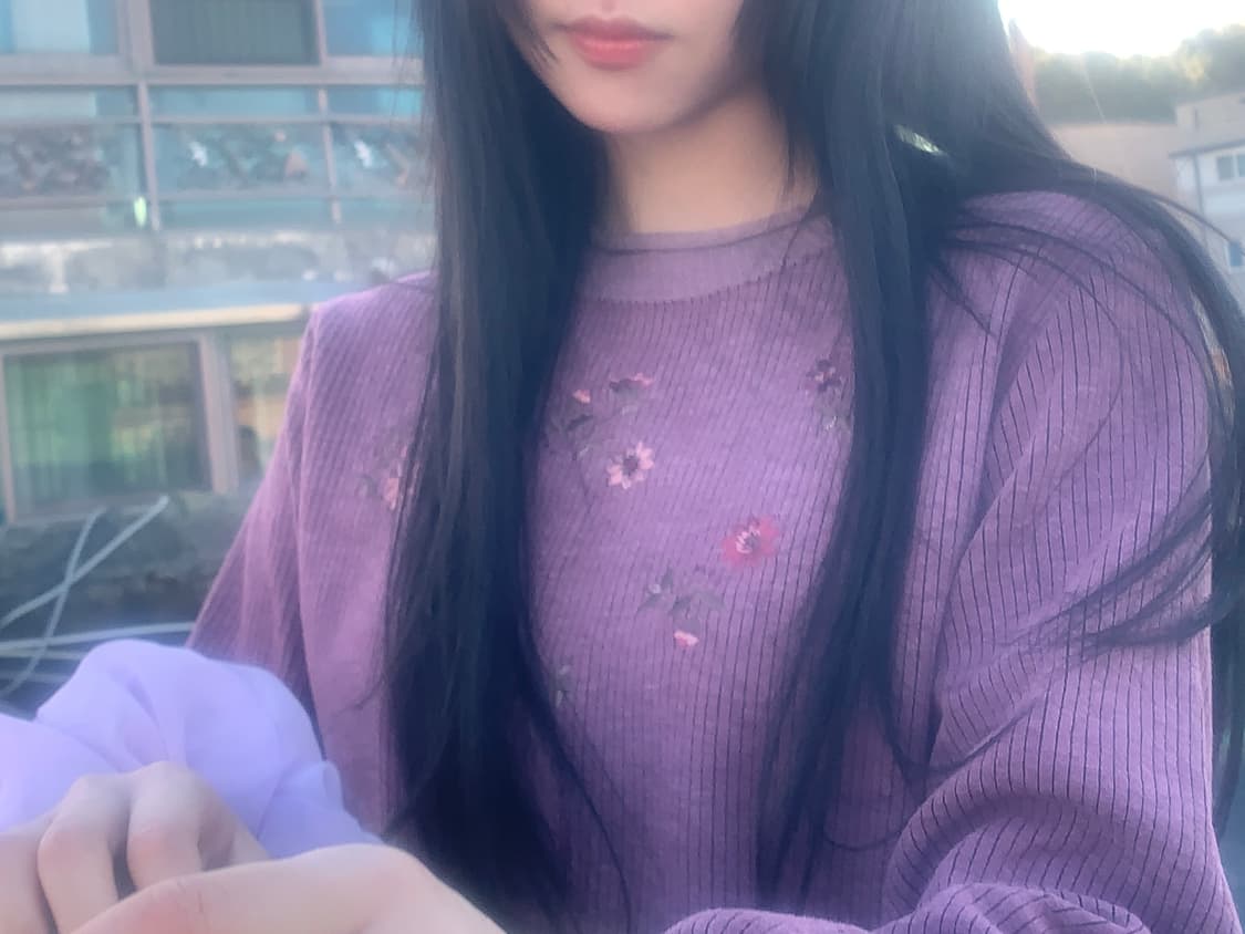 Flower Embroidery Knit(Purple) 상품이미지2