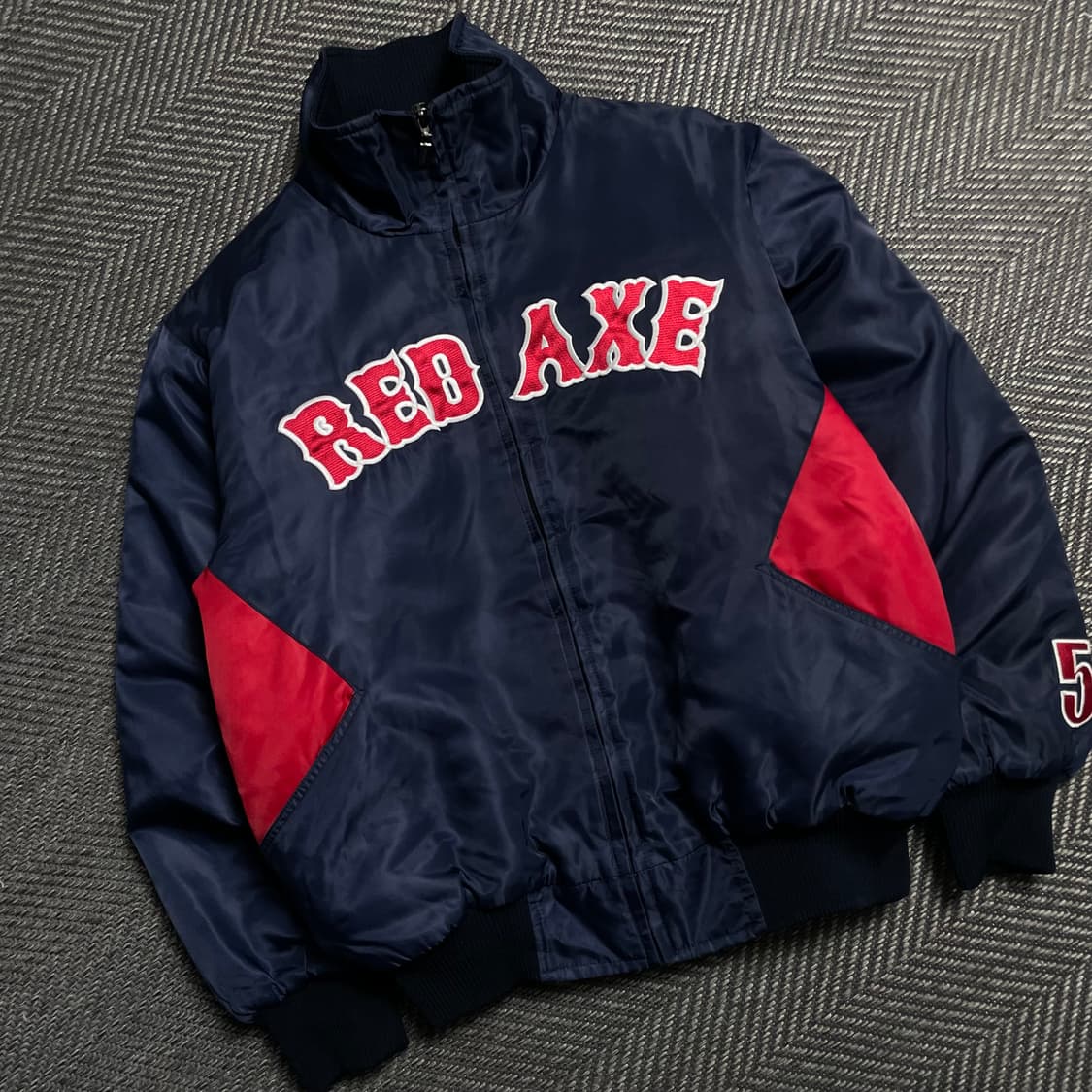 90s EXCLU 올드스쿨 Red Axe 바시티 베이스볼 자켓y 5735 상품이미지1