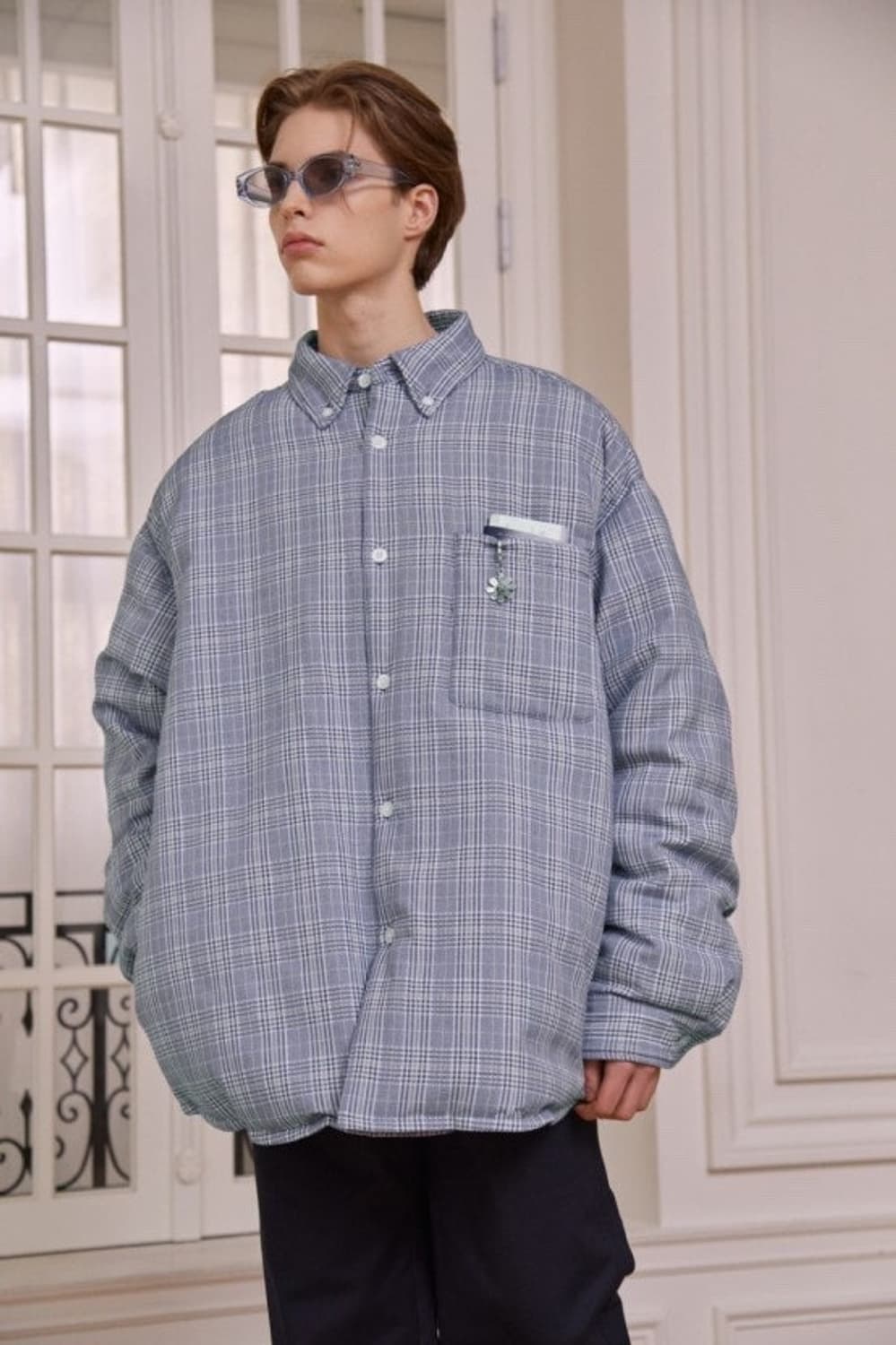 [M] Stu 오버핏 체크 패딩셔츠 상품이미지1