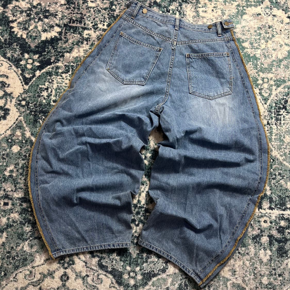 와이드 빈티지 데님 벌룬 샘플 사이드 라인 팬츠 상품이미지2