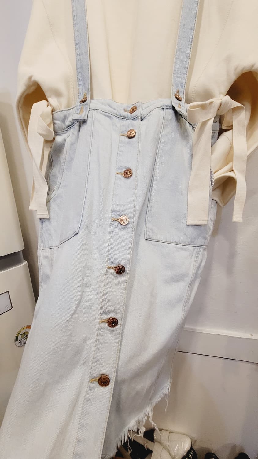 리본 기모 맨투맨. 자라 데님멜빵 상품이미지7