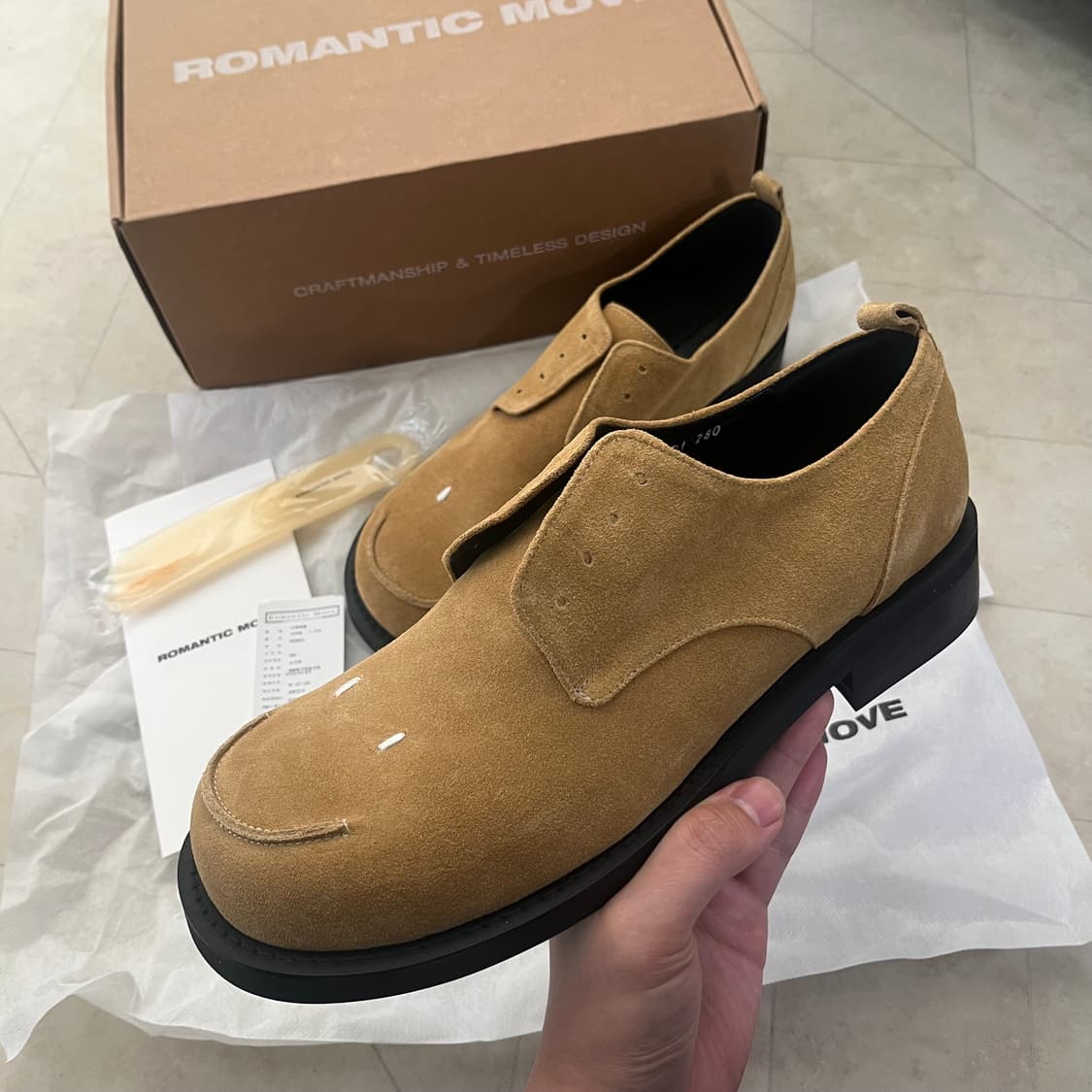 새상품(280)로맨틱무브 스마일 스웨이드 더비슈즈 웜옐로우 상품이미지1