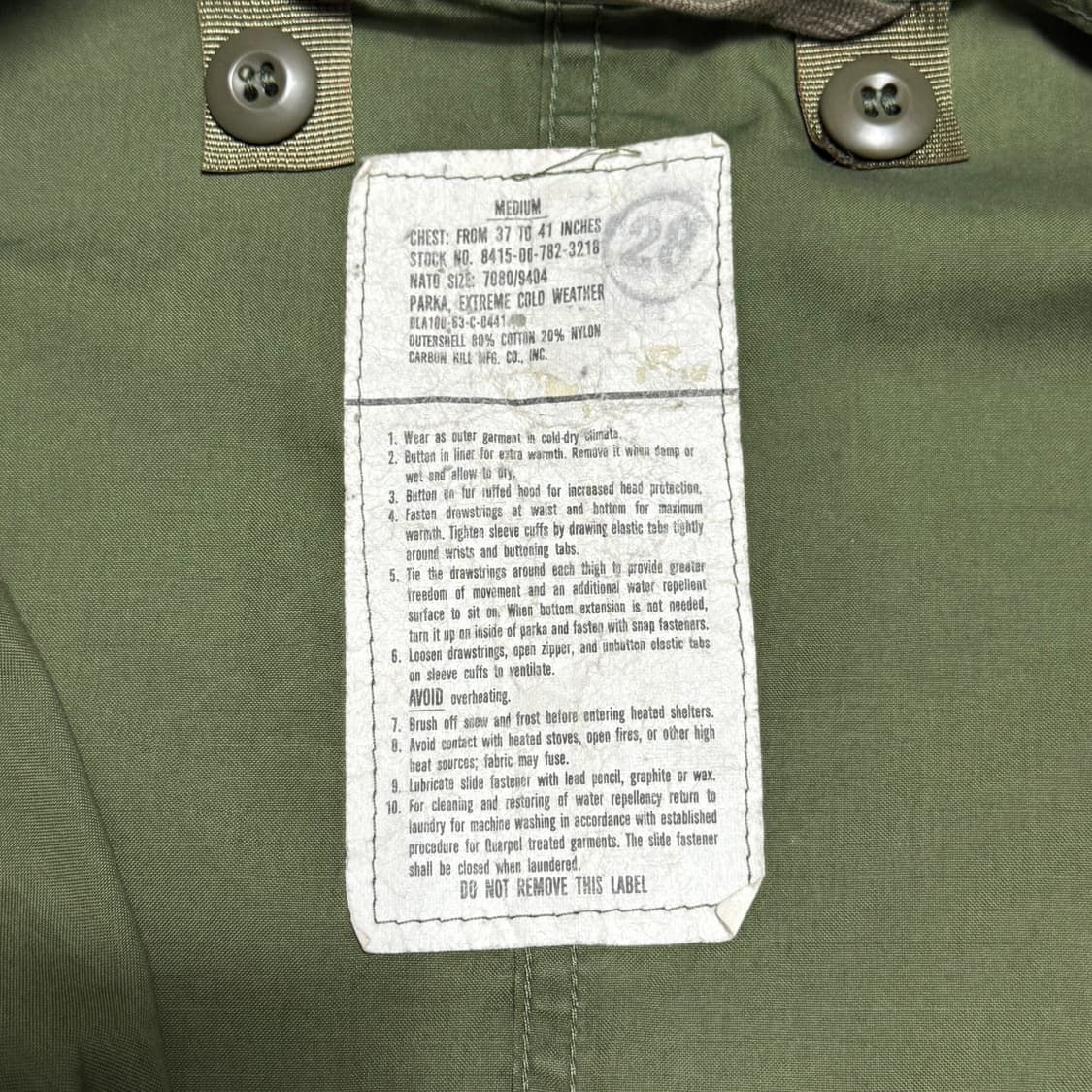 M U.S. Army m65 피쉬테일  야상자켓 상품이미지3