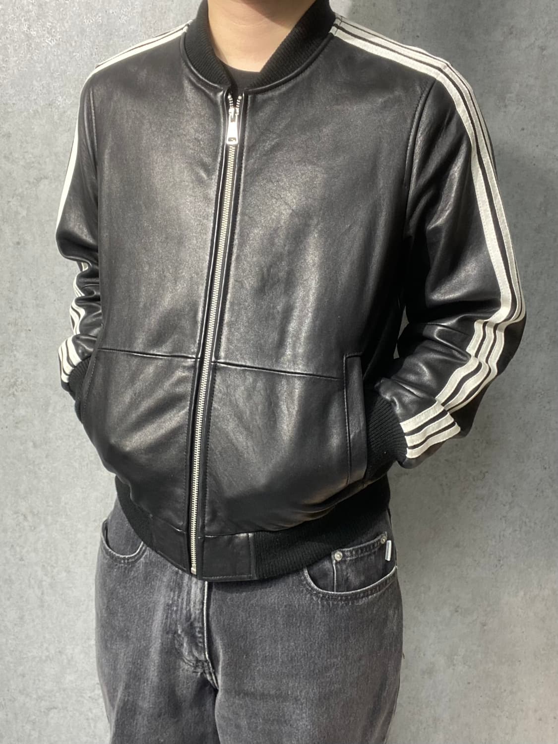 [M] Vintage 빈티지 3스트라이프 램스킨 레더자켓 상품이미지10