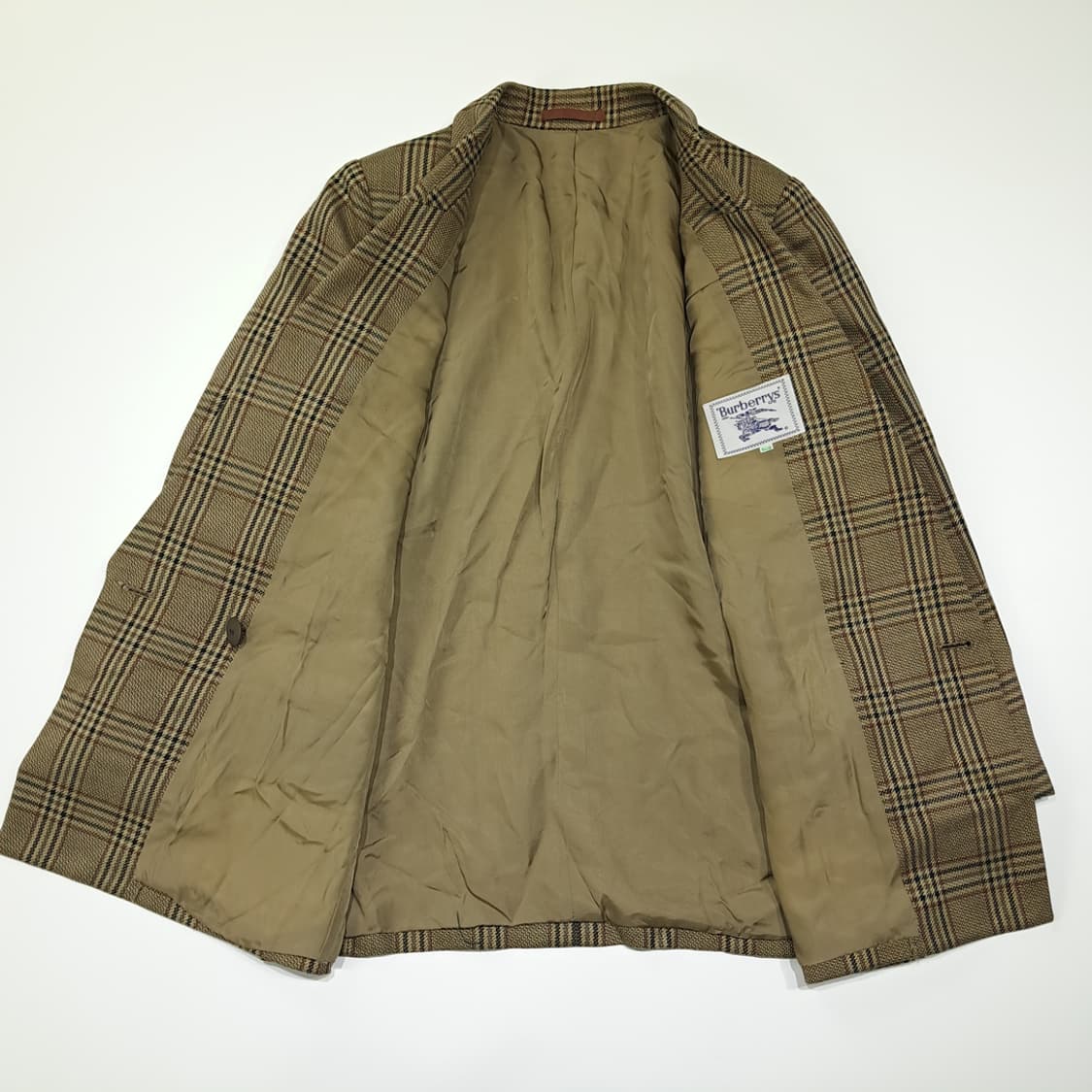 CL170 버버리 일본판 빈티지 울실크 글렌체크 베이지 자켓 상품이미지5