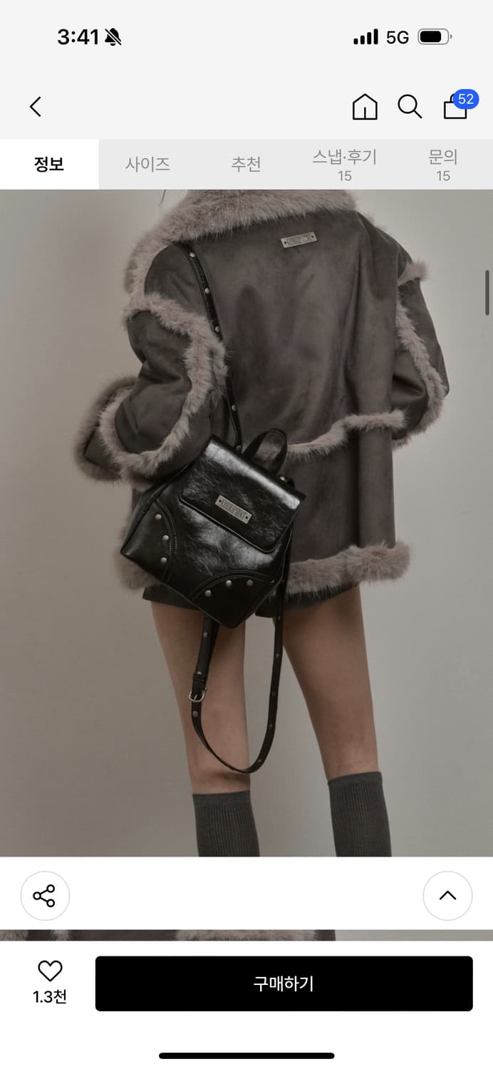 카키포인트 스터드 블랙 백팩 상품이미지2