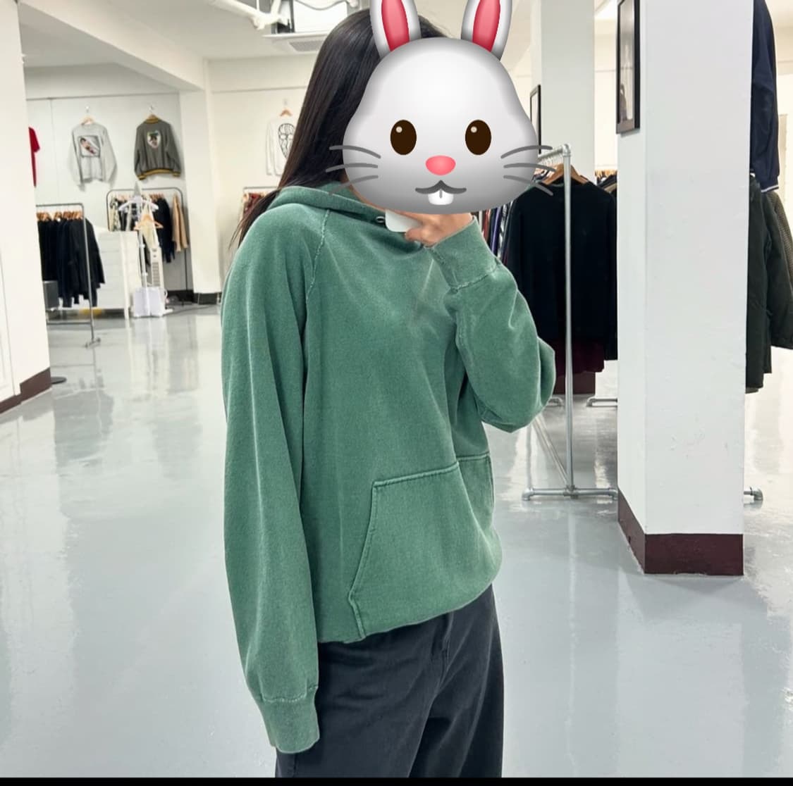 빈티지 후드티 그린 상품이미지1