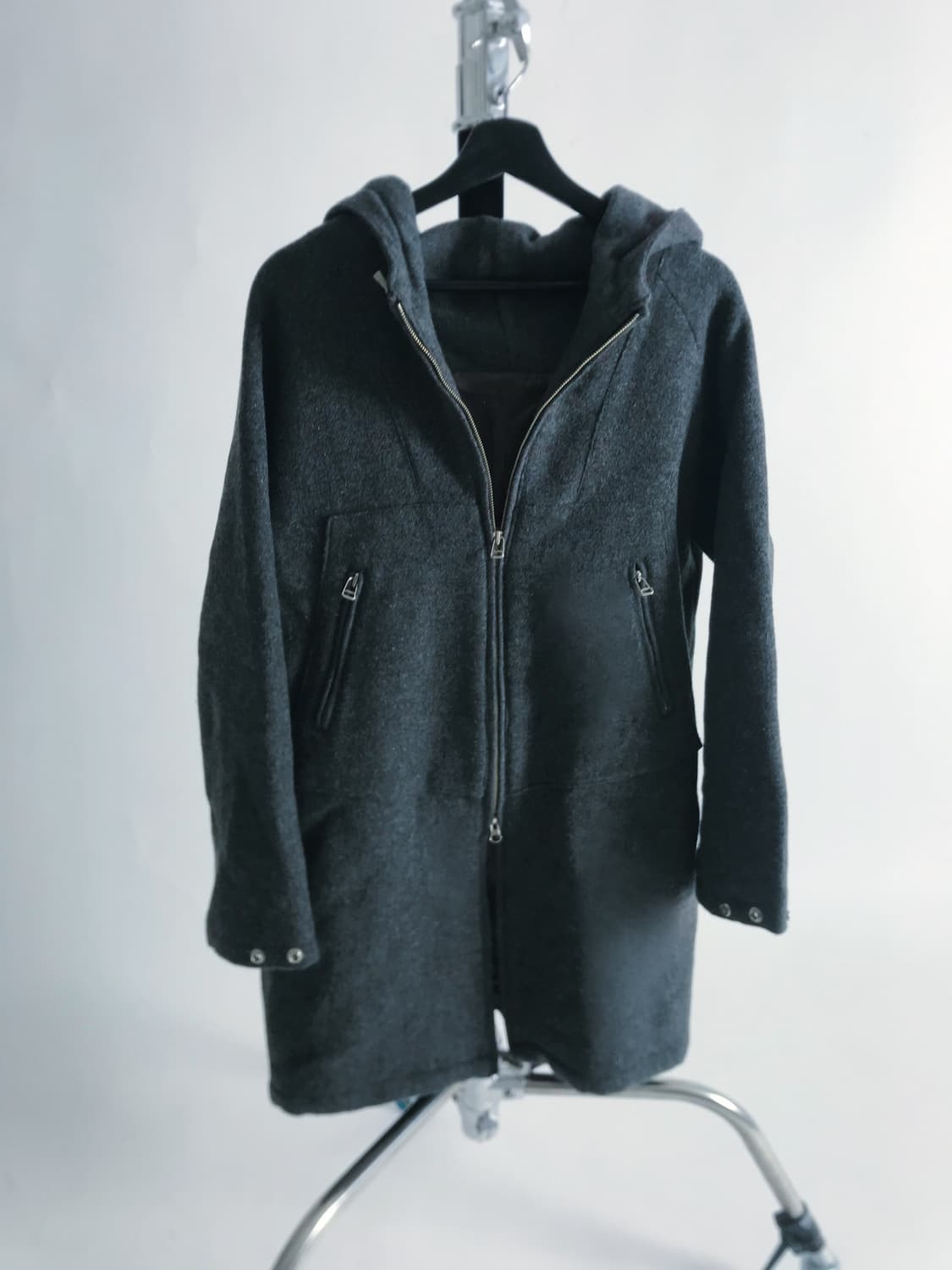 Eyelet point 2 way grey hooded coat 상품이미지9