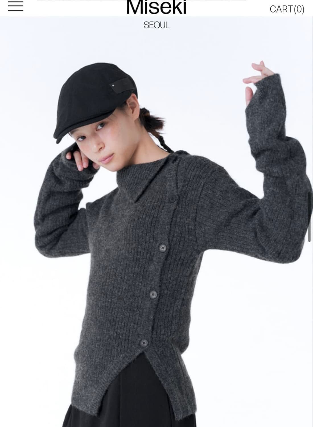 미세키서울 misekiseoul 사이드버튼니트 차콜 상품이미지2