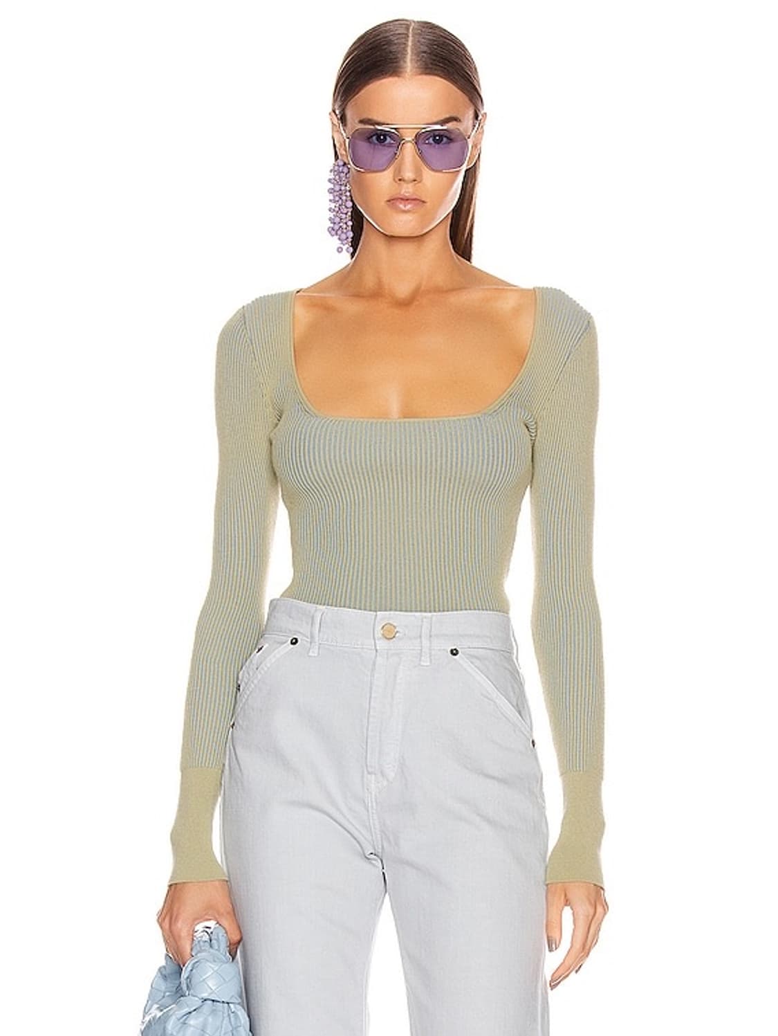 자크무스 스쿱넥 리브니트탑 상품이미지1