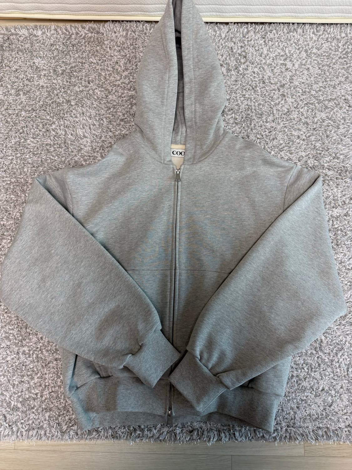 쿠어 미니멀 코튼 후드집업 상품이미지1