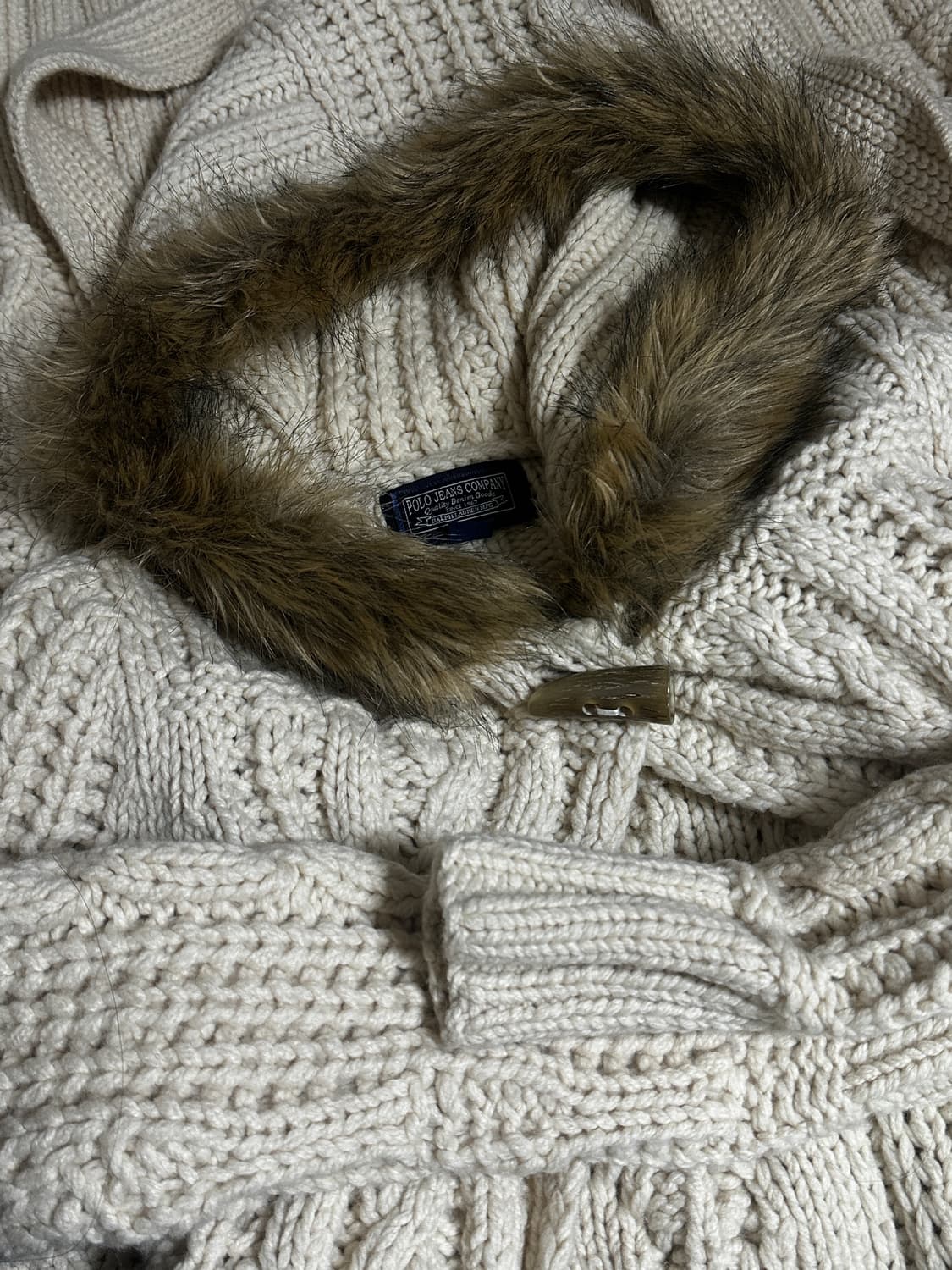 폴로 랄프로렌 롱니트가디건, 울 100%, 베이지, S 상품이미지5