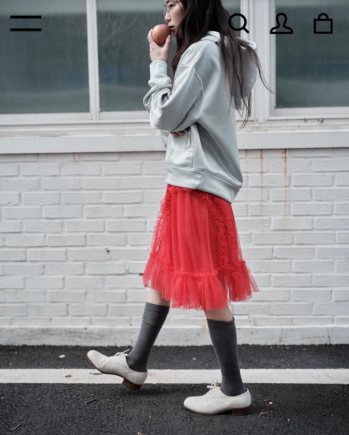 생긴스튜디오 밴딩 러플 샤스커트 레드 상품이미지7