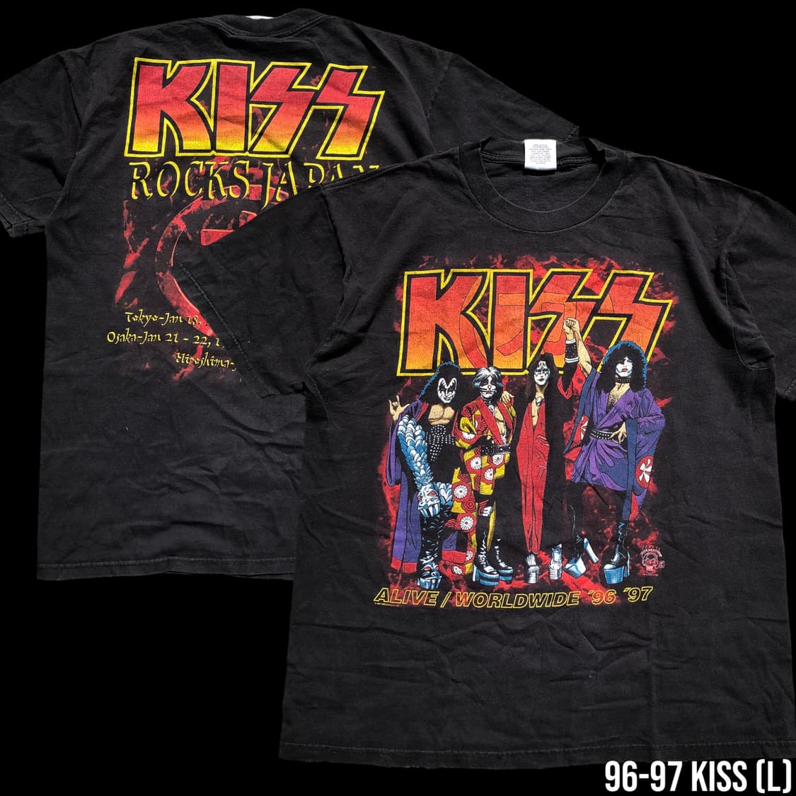 [L] 96-97 KISS TOUR 락 밴드 티셔츠 상품이미지1