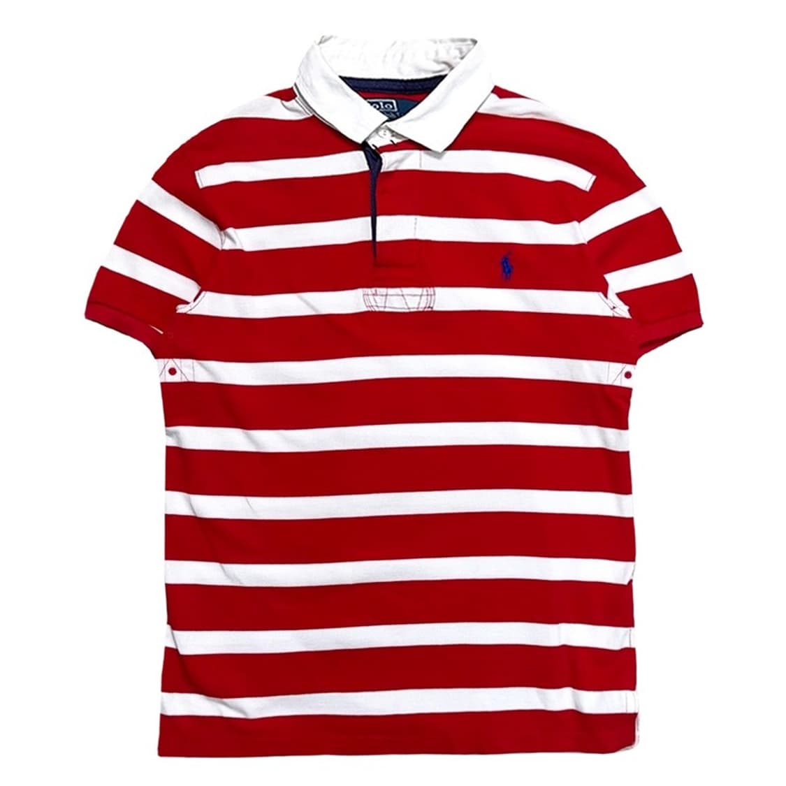RALPH LAUREN 스트라이프 PK 반팔 레드 M 상품이미지1