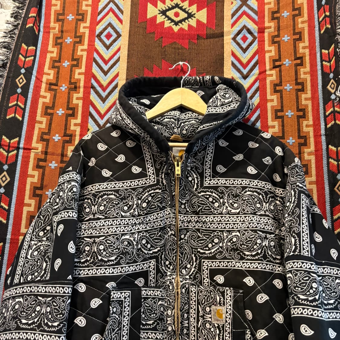 90s 칼하트 j130 반다나 커스텀 후드 워크 자켓 상품이미지4