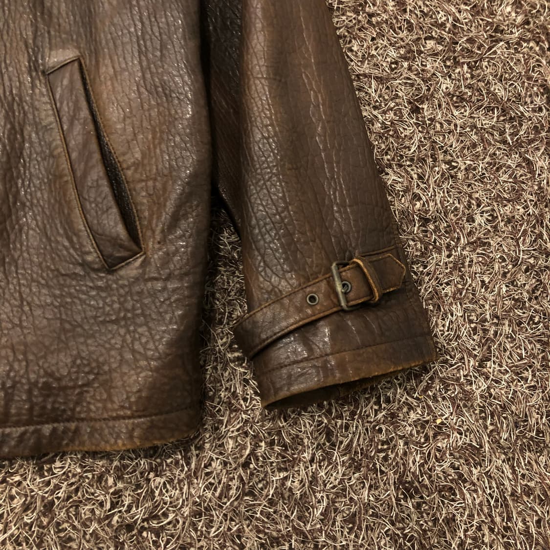 PGA투어 양가죽 브라운 레더 가죽 자켓 상품이미지3