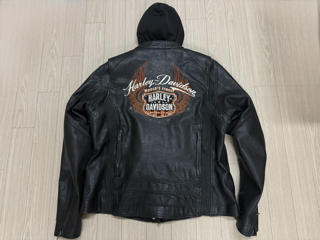 할리데이비슨 핸드커프스후드 후리스안감 고트스킨 바이커자켓 상품이미지5
