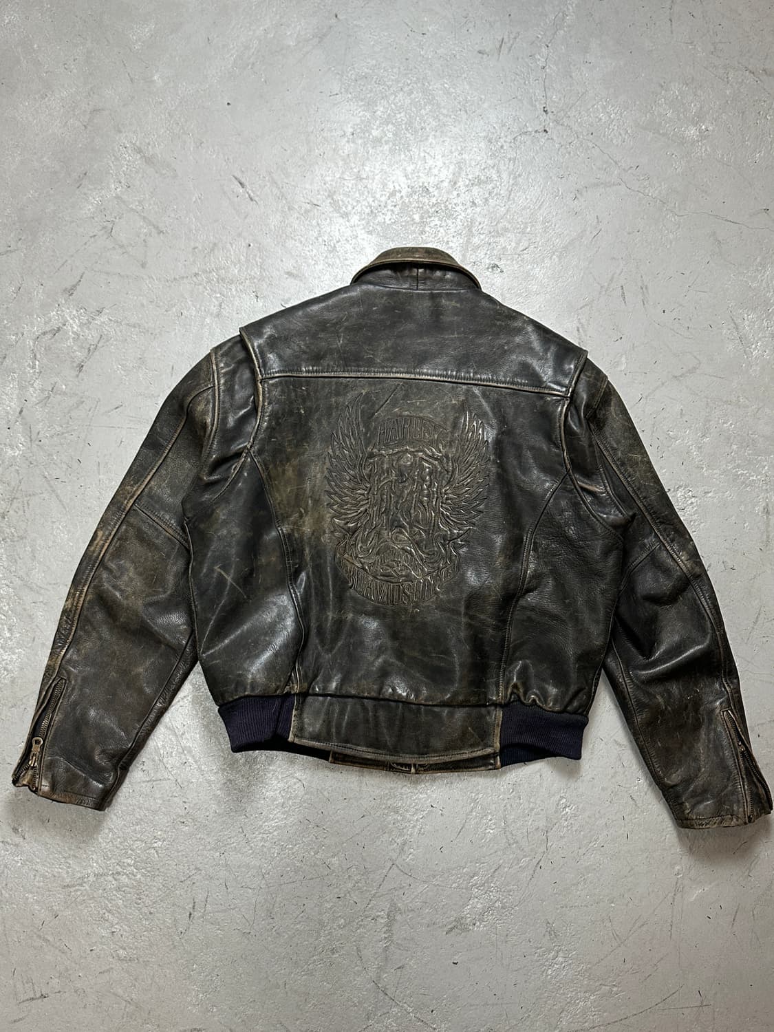 00's 할리데이비슨 디스 레더 자켓 풀그레인 레더 자켓 상품이미지4