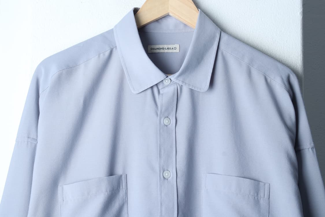 (L-XL) 다이아몬드 레이라 셔츠 남방 투포켓 연블루 무지-H33532 상품이미지3