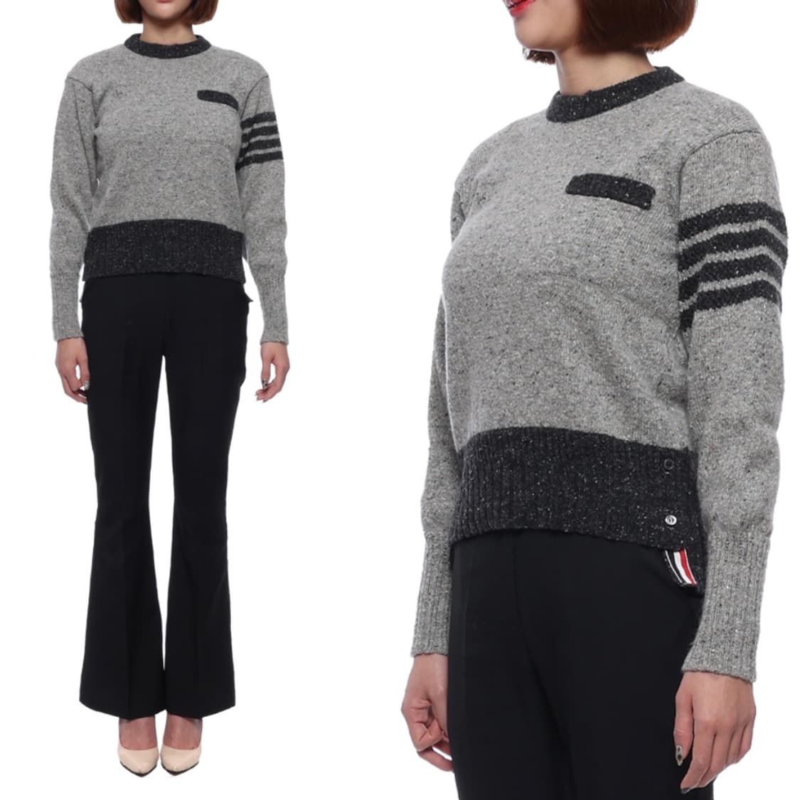 [미사용/42] 톰브라운 사선완장 여성 모헤어 트위드 니트 상품이미지8