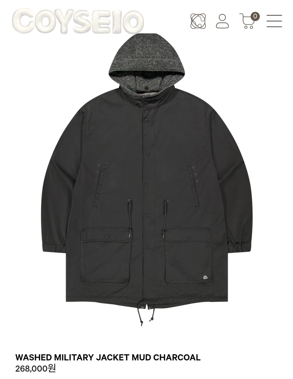 코이세이오 야상 차콜 새상품 상품이미지1