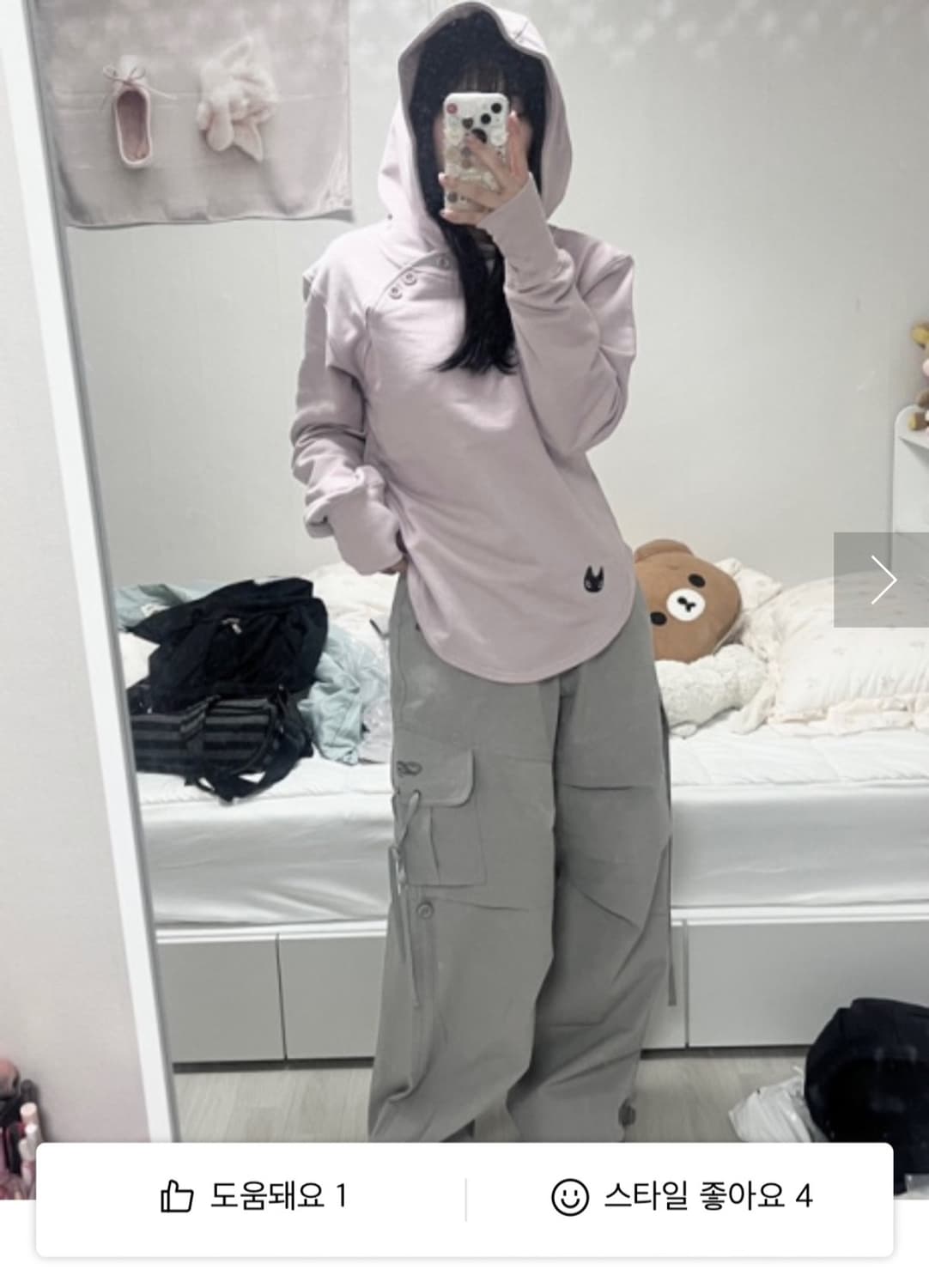 허그유어스킨 wide cargo pants gray 와이드 카고 팬츠 상품이미지2