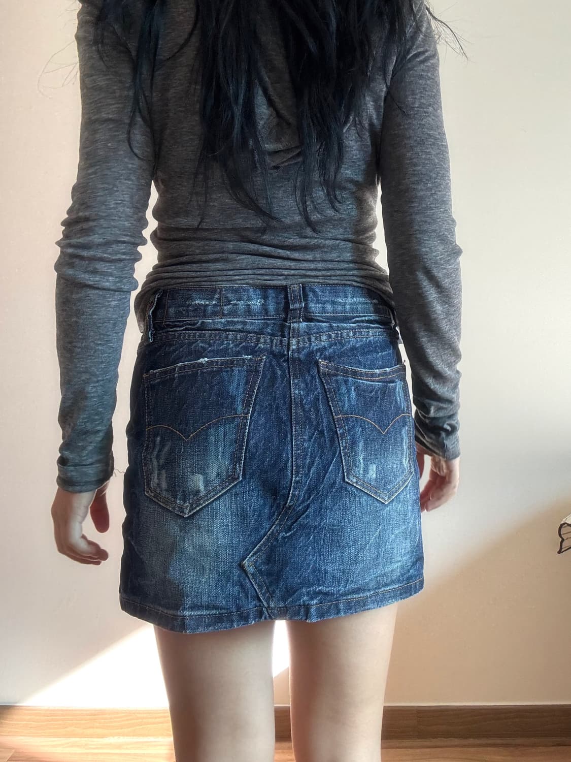 그런지 데님 미니 스커트 상품이미지3