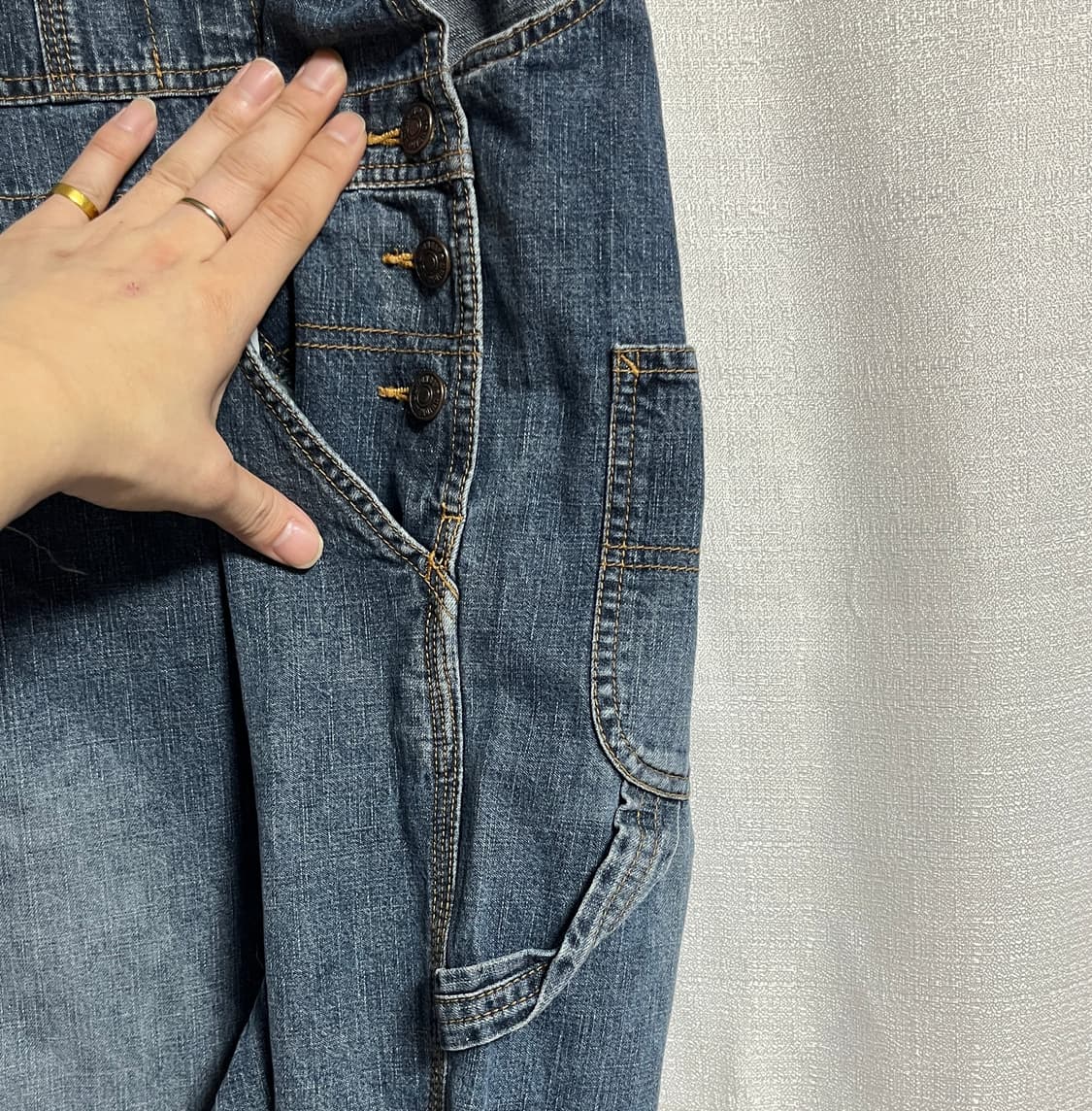 유니온베이 데님 와이드팬츠 오버롤 점프수트 M 상품이미지3