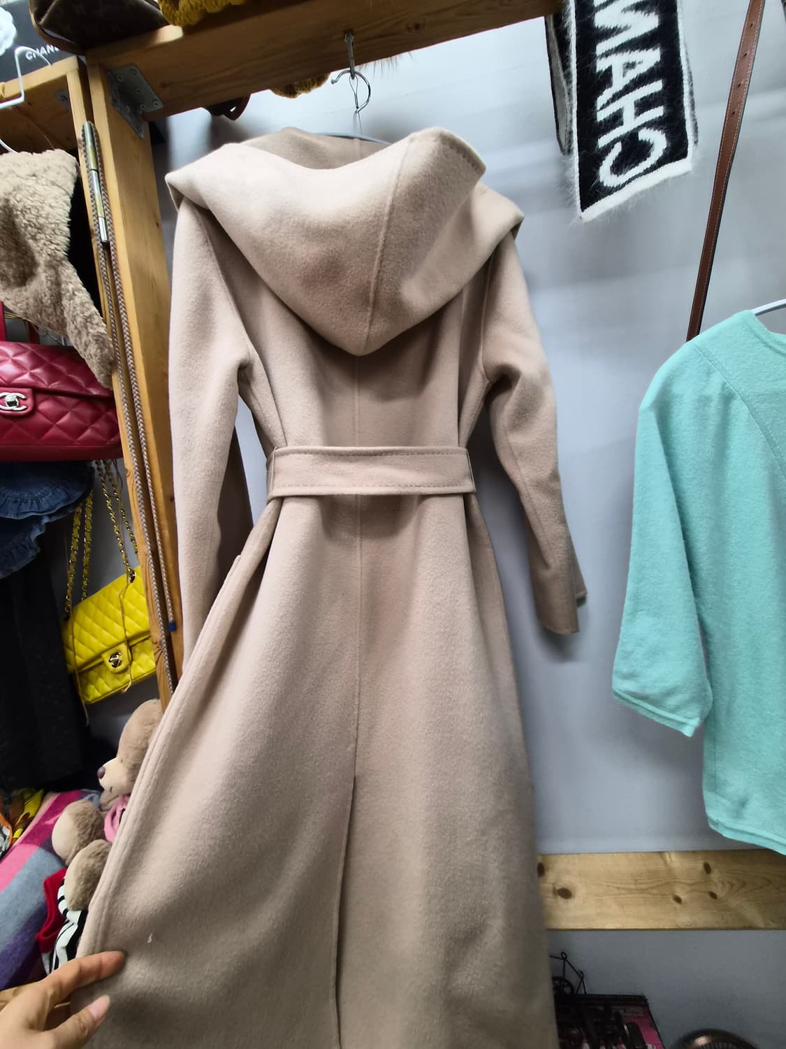 캐시미어 울 핸드메이드 후드롱코트 상품이미지8