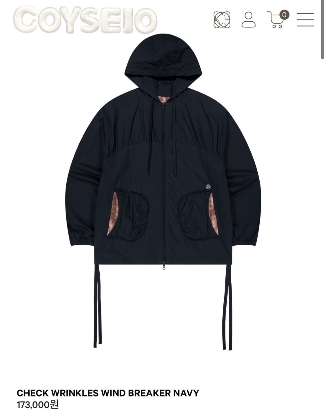 코이세이오 체크 링클 바람막이 상품이미지1