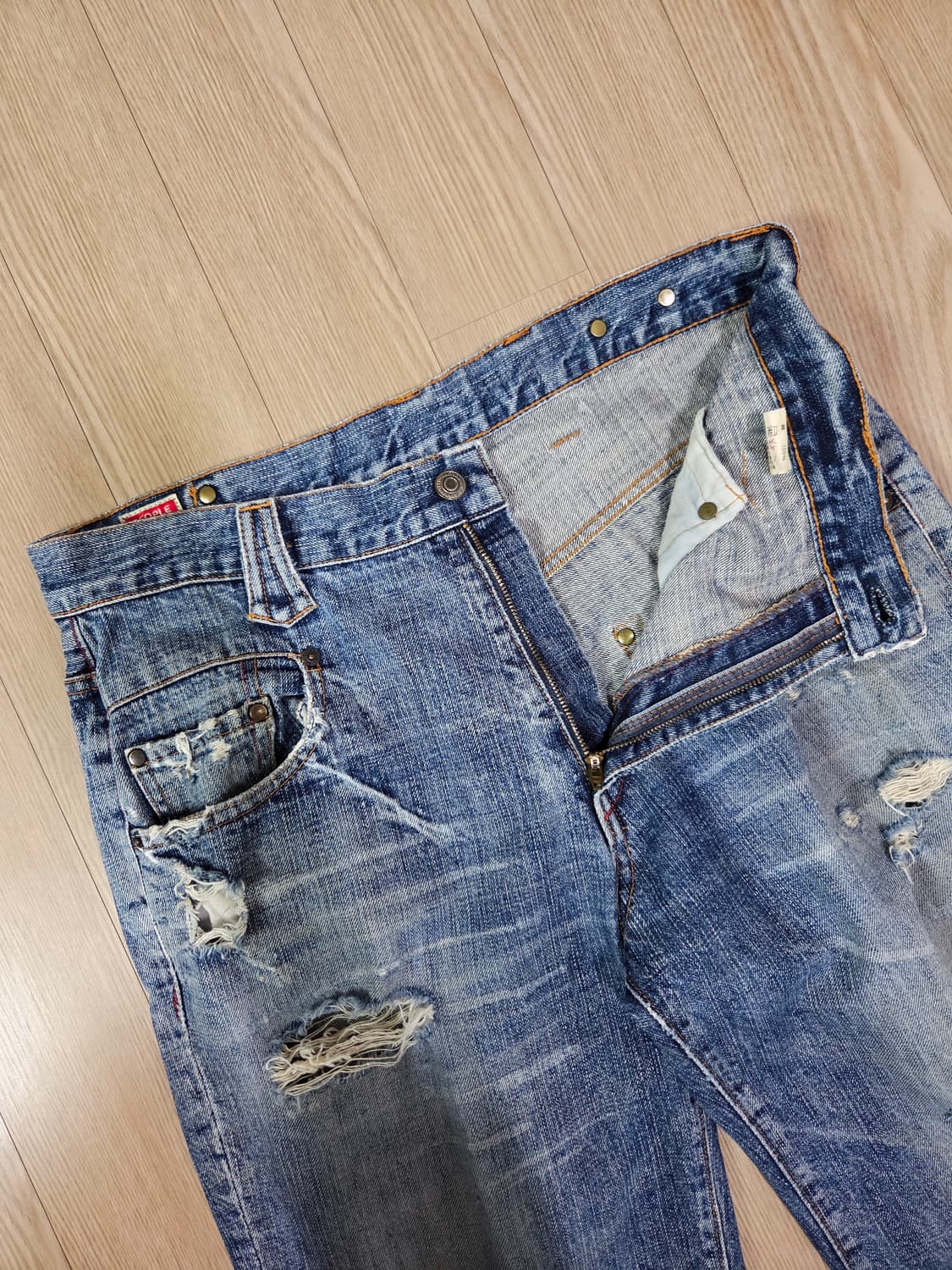 PEOPLE JAPAN 신치백 워싱 디테일 데님 팬츠 상품이미지6