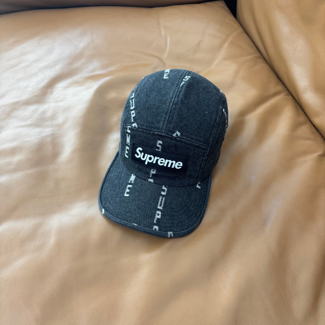 슈프림 캠프캡 모자 박스로고 데님 블랙 상품이미지1