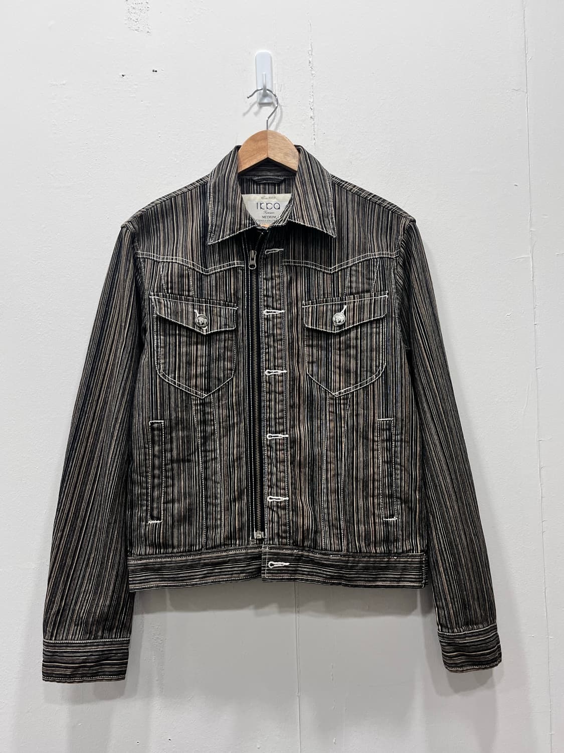Japan 이카 Ikka 스트라이프 트러커 데님자켓 M 상품이미지2