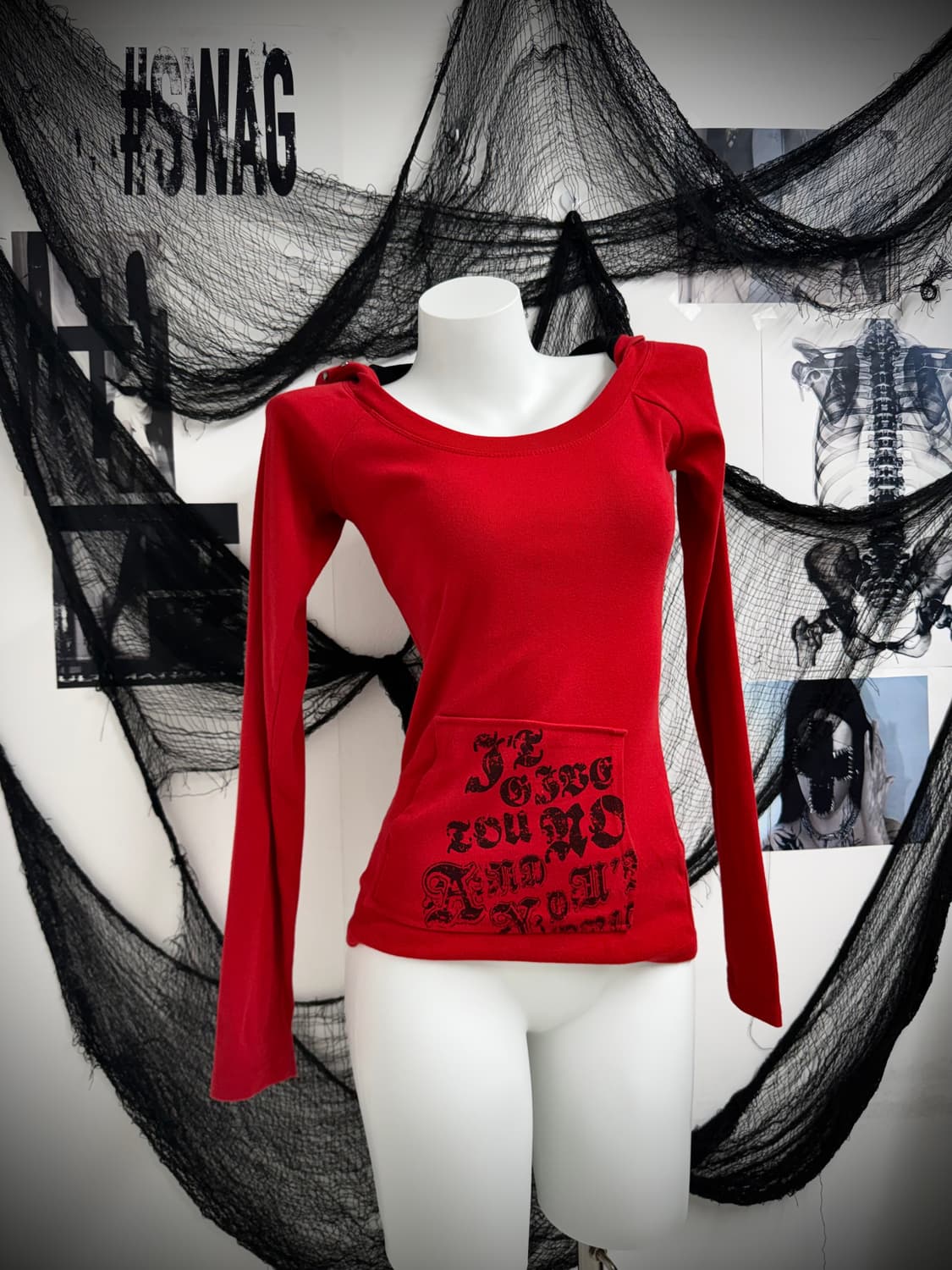 Punk mood beads printing hoodie longslee 상품이미지4