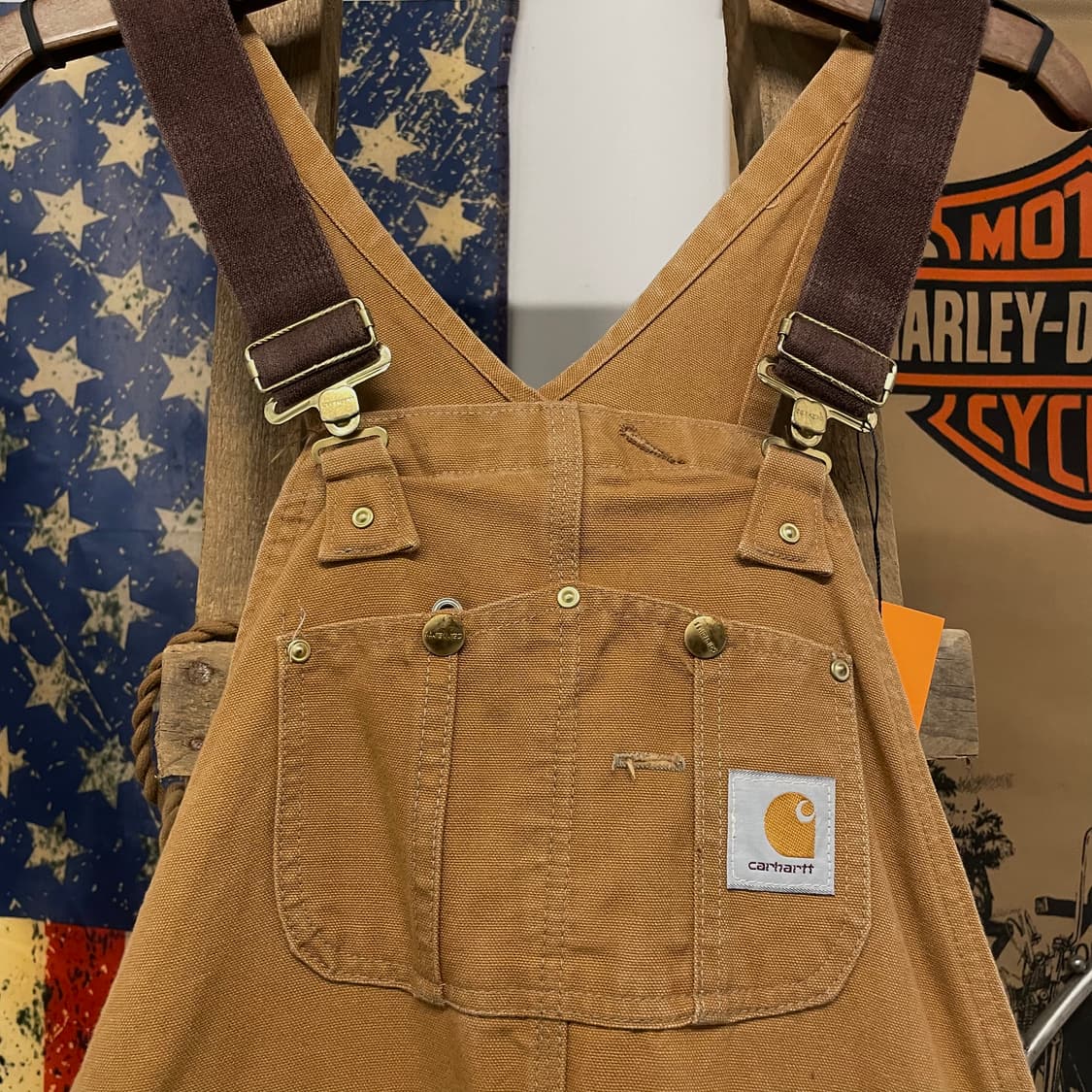 90s 칼하트 오리지널 워크 웨어 더블니 오버롤 데님 멜빵 상품이미지3