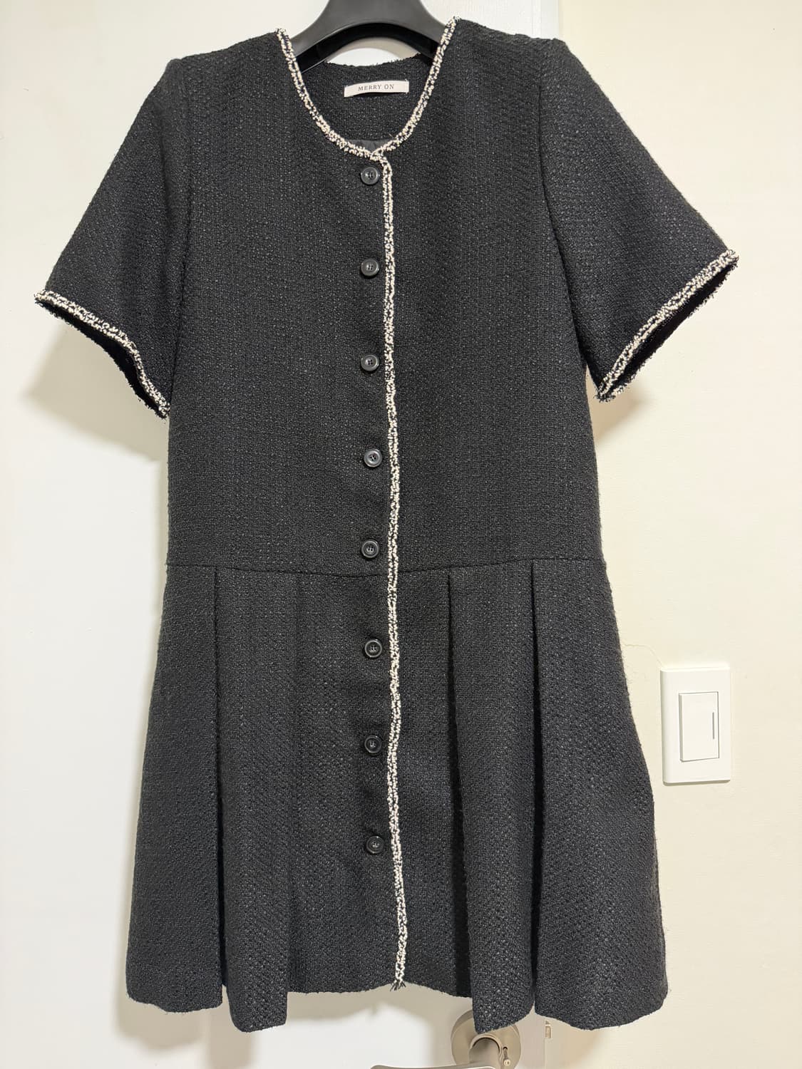 Merry On 블랙 트위드 원피스 상품이미지1