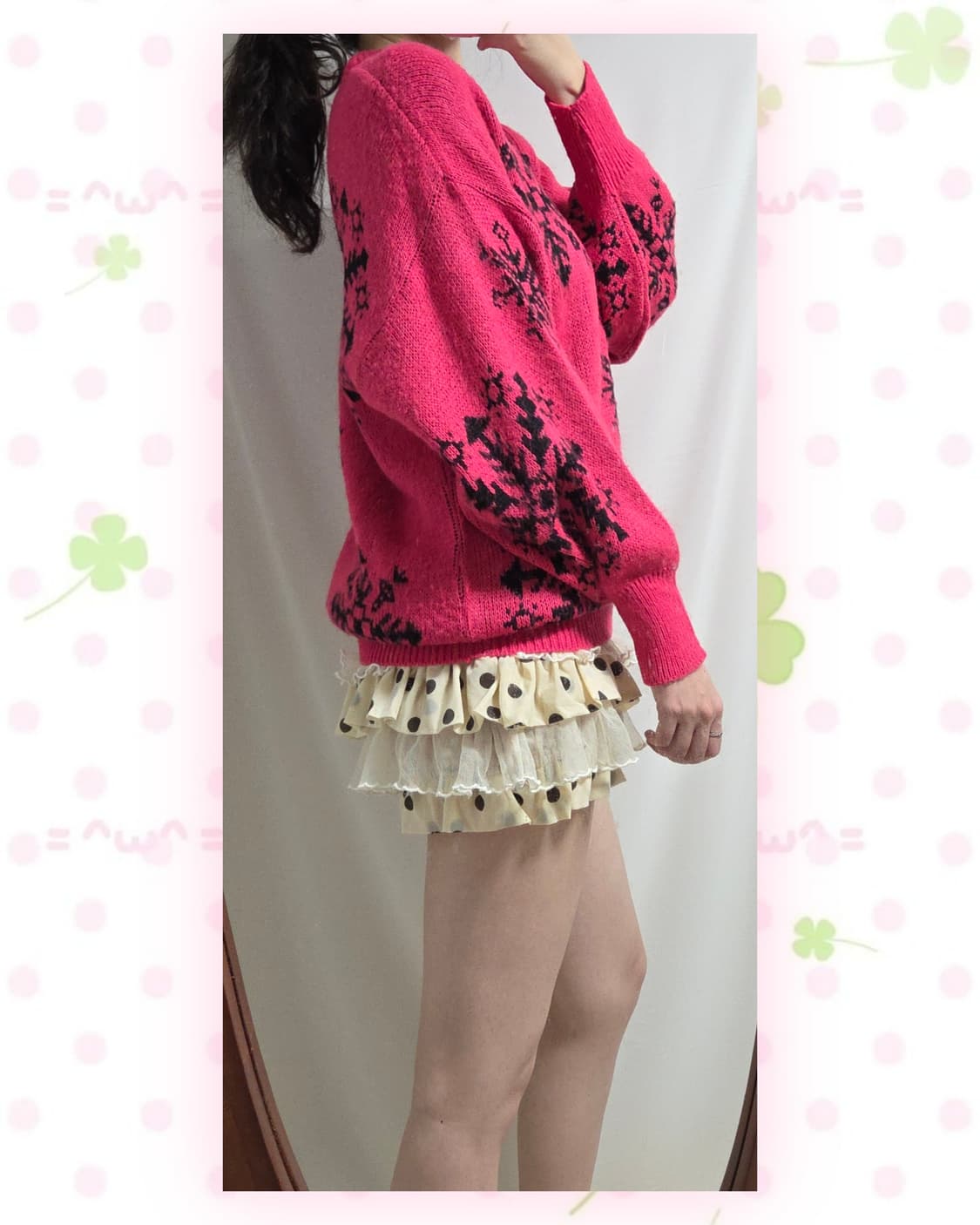 FUJIKI 핫핑크 눈꽃 니트 상품이미지3