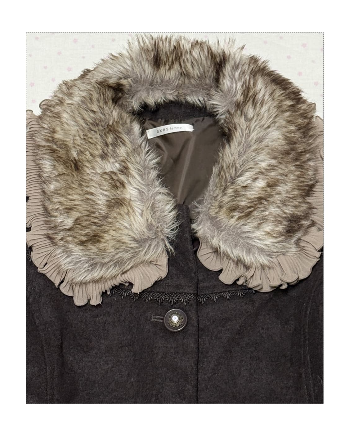 axes femme 라떼갸루 브라운 퍼 코트 상품이미지3