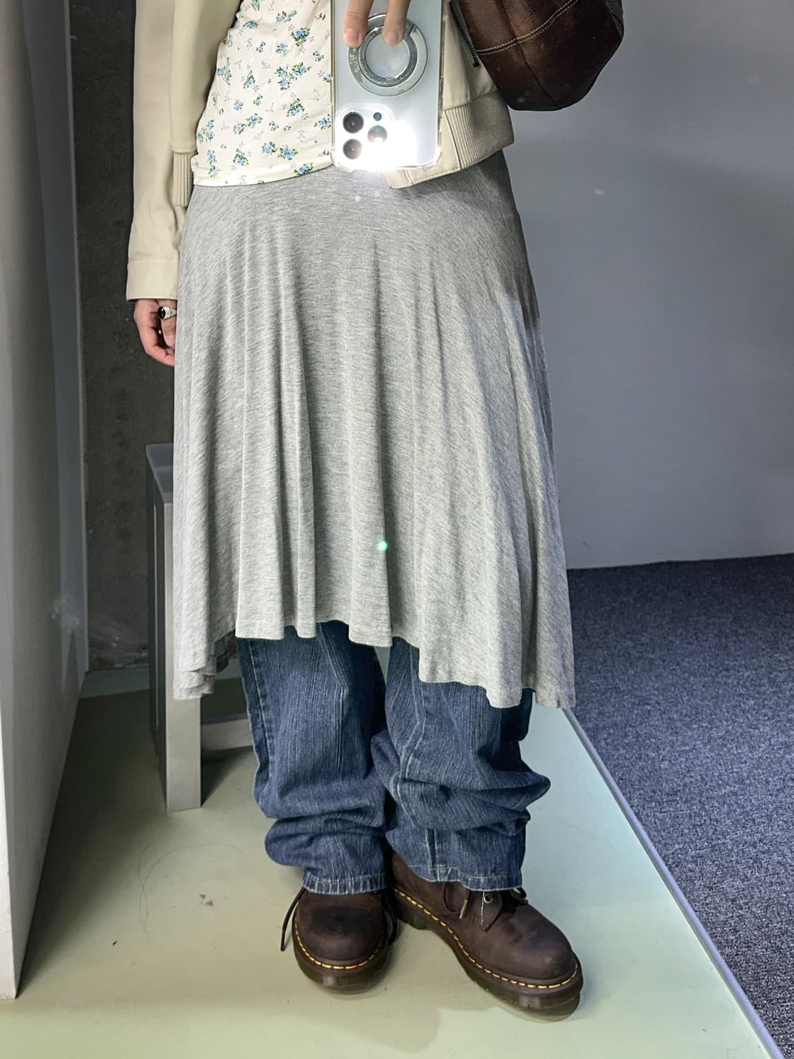cotton gray unblanced skirt 상품이미지1