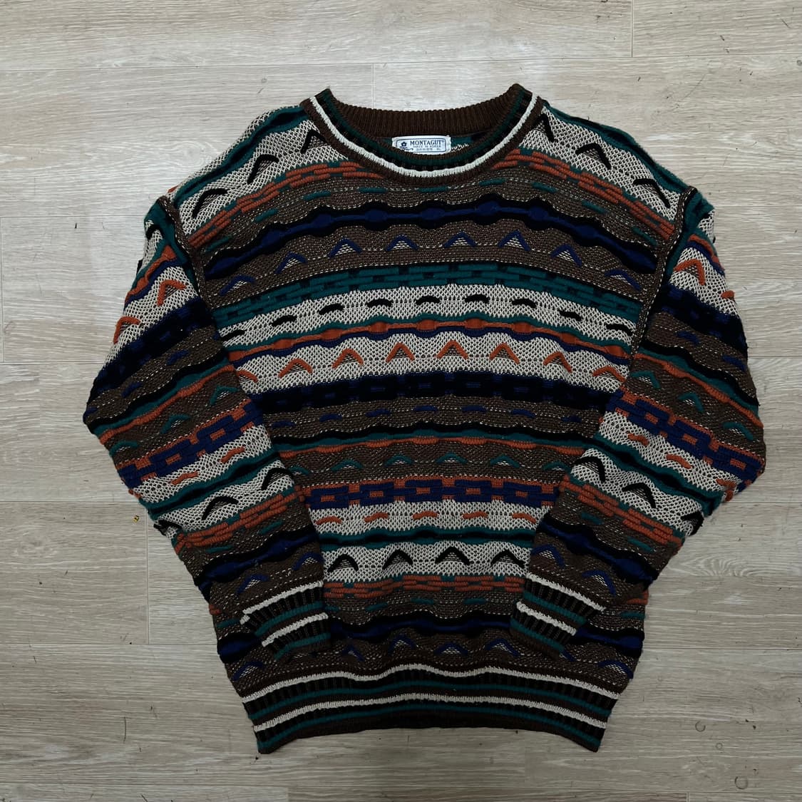 몽타규 여성 빈티지 아메카지 니트 스웨터 [브라운] XL/105 상품이미지1