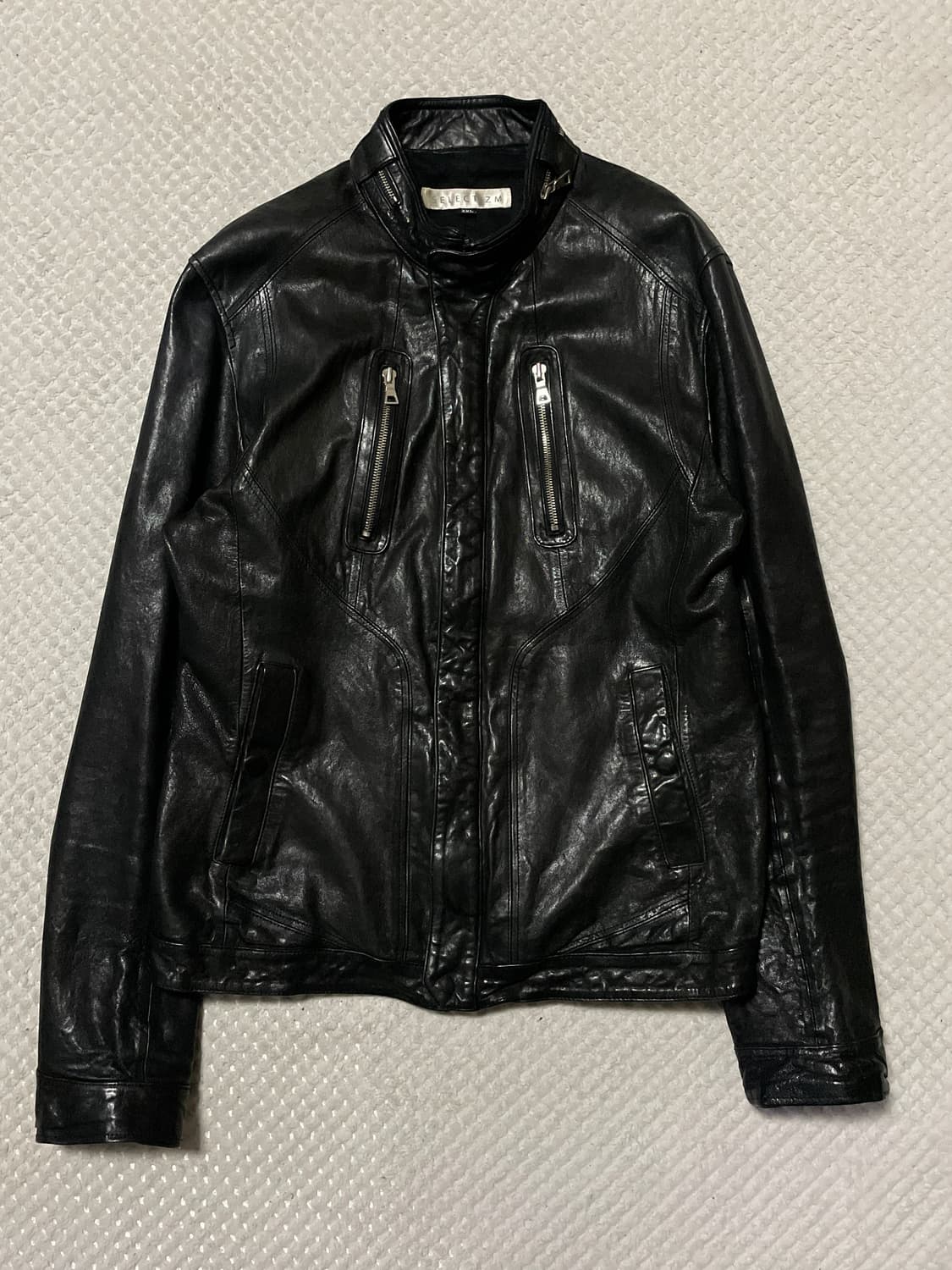 셀렉티즘 웨스턴 무드 램스킨 양가죽 절개 레더 자켓 상품이미지1