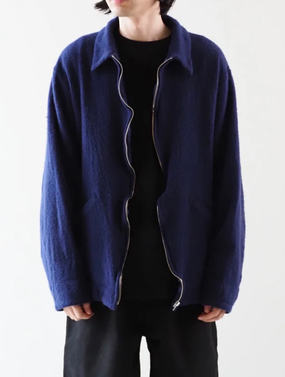 (2) 25aw 코모리 축융 울 숏 zip 재킷 퍼플 블루 상품이미지1