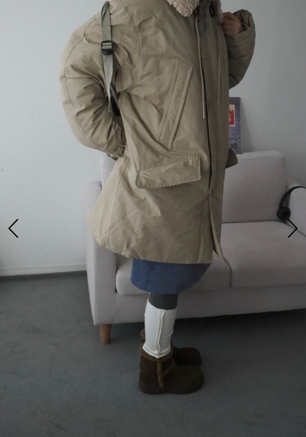 키이라 카키베이지 야상 패딩(덕다운 100) 상품이미지2