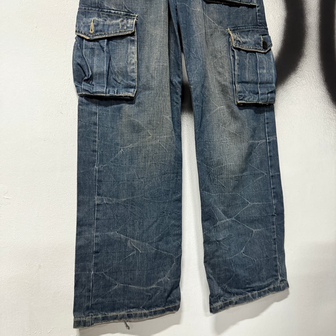 VTG 빈티지 크랙 워싱 데님 빅카고 팬츠 상품이미지4