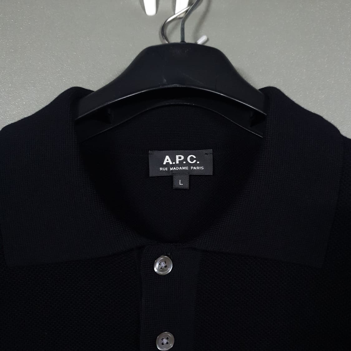A.P.C 아페쎄 반팔 니트 카라티 폴로 피케 셔츠 스웨터 블랙 L 상품이미지5