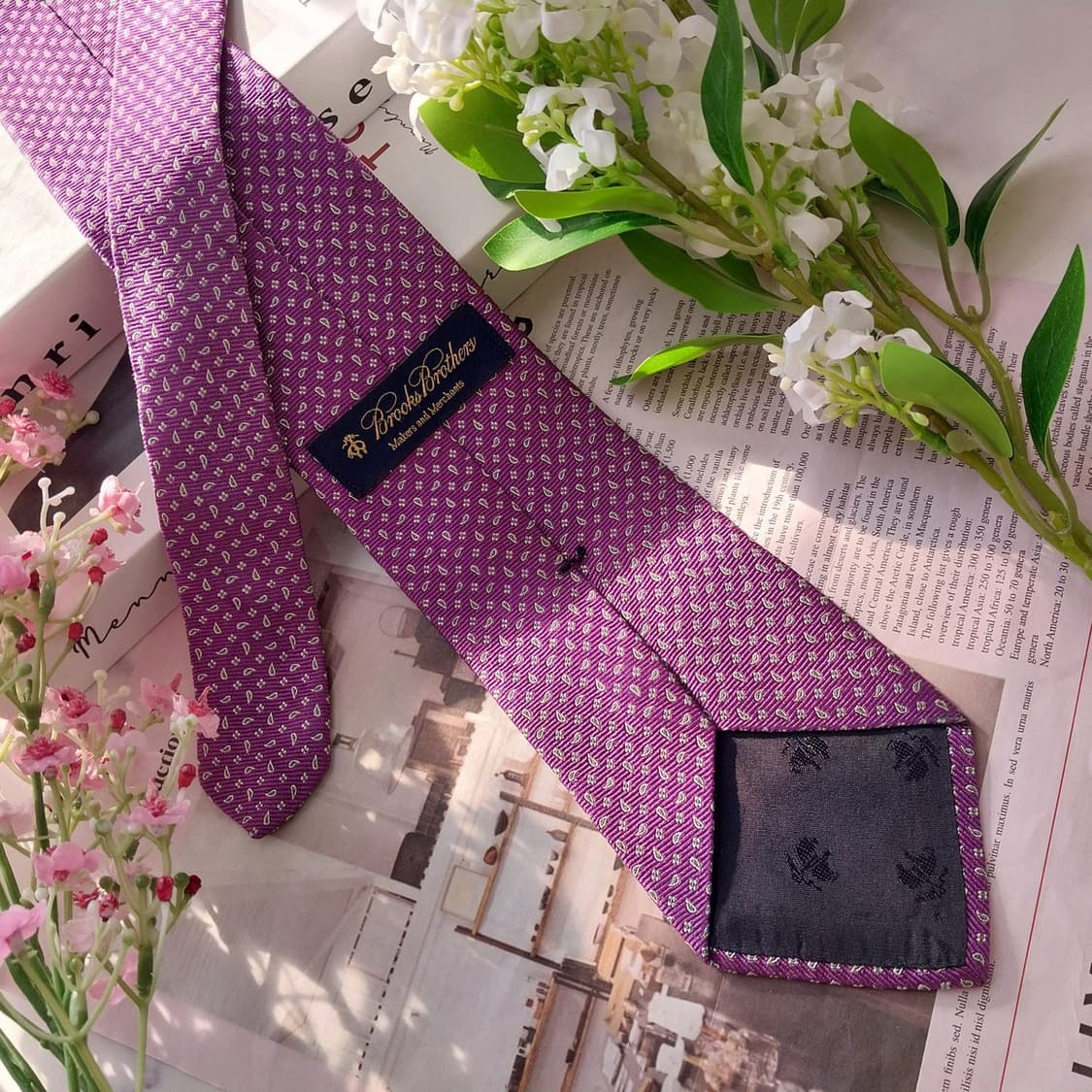 브룩스브라더스 실크 퍼플 패턴 넥타이 8.5cm A등급 K1715
 상품이미지5